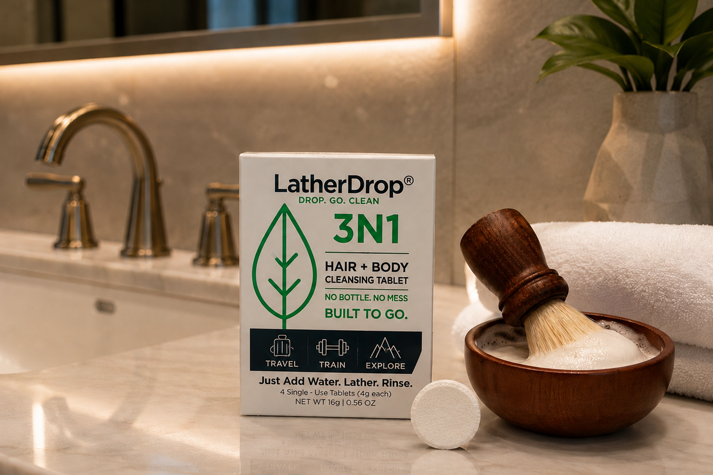 LatherDrop in Shave Bowl with Brush